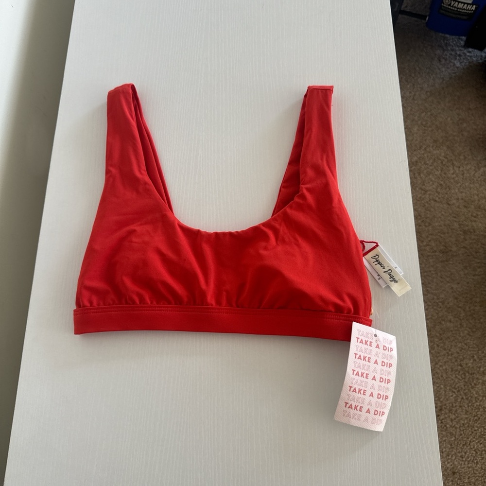 Dippin Daisys Red Popy Bikini Top 
Size small